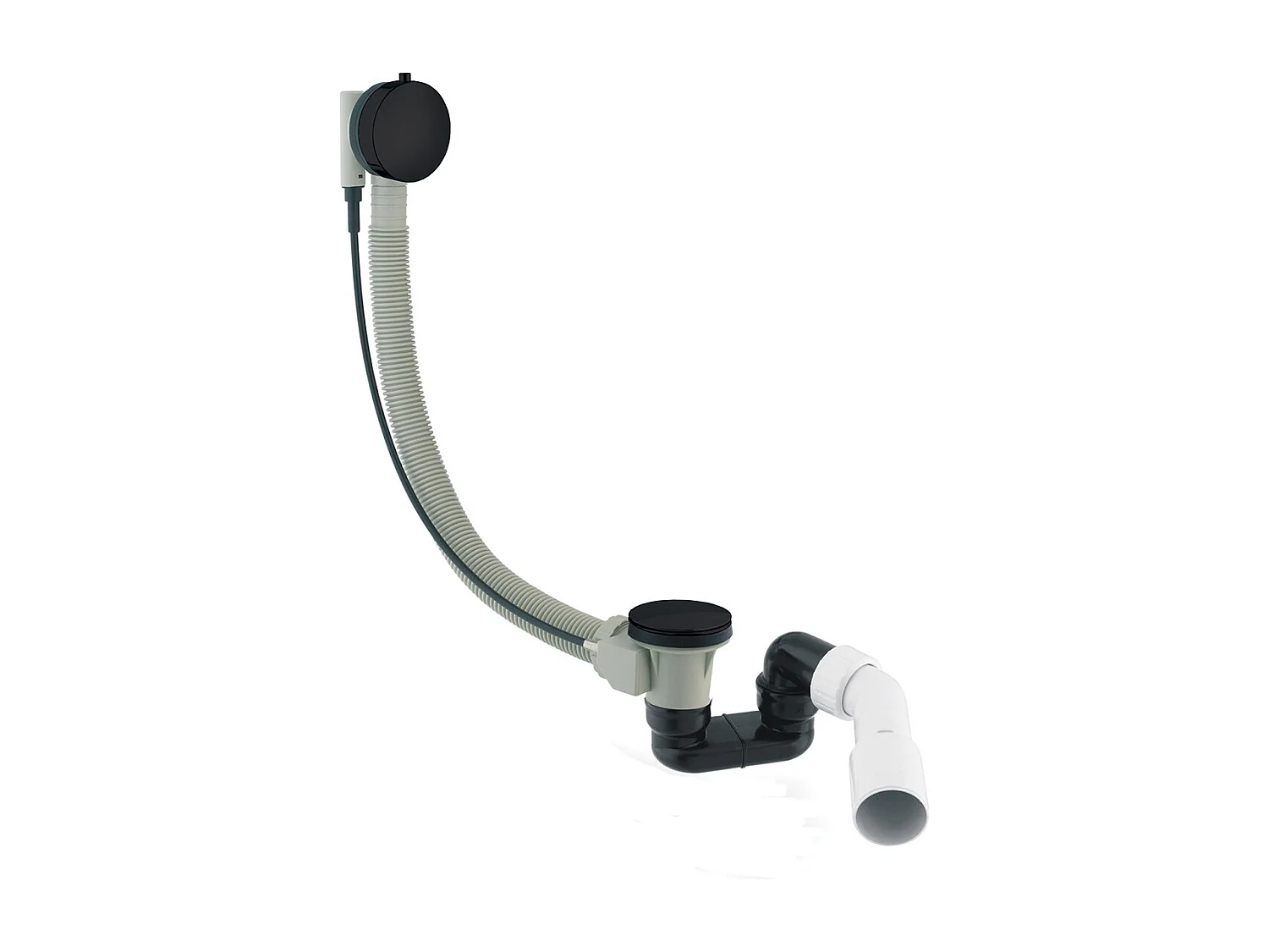 Ensemble de vidange de baignoire avec bonde extra-plat en laiton - Noir mat