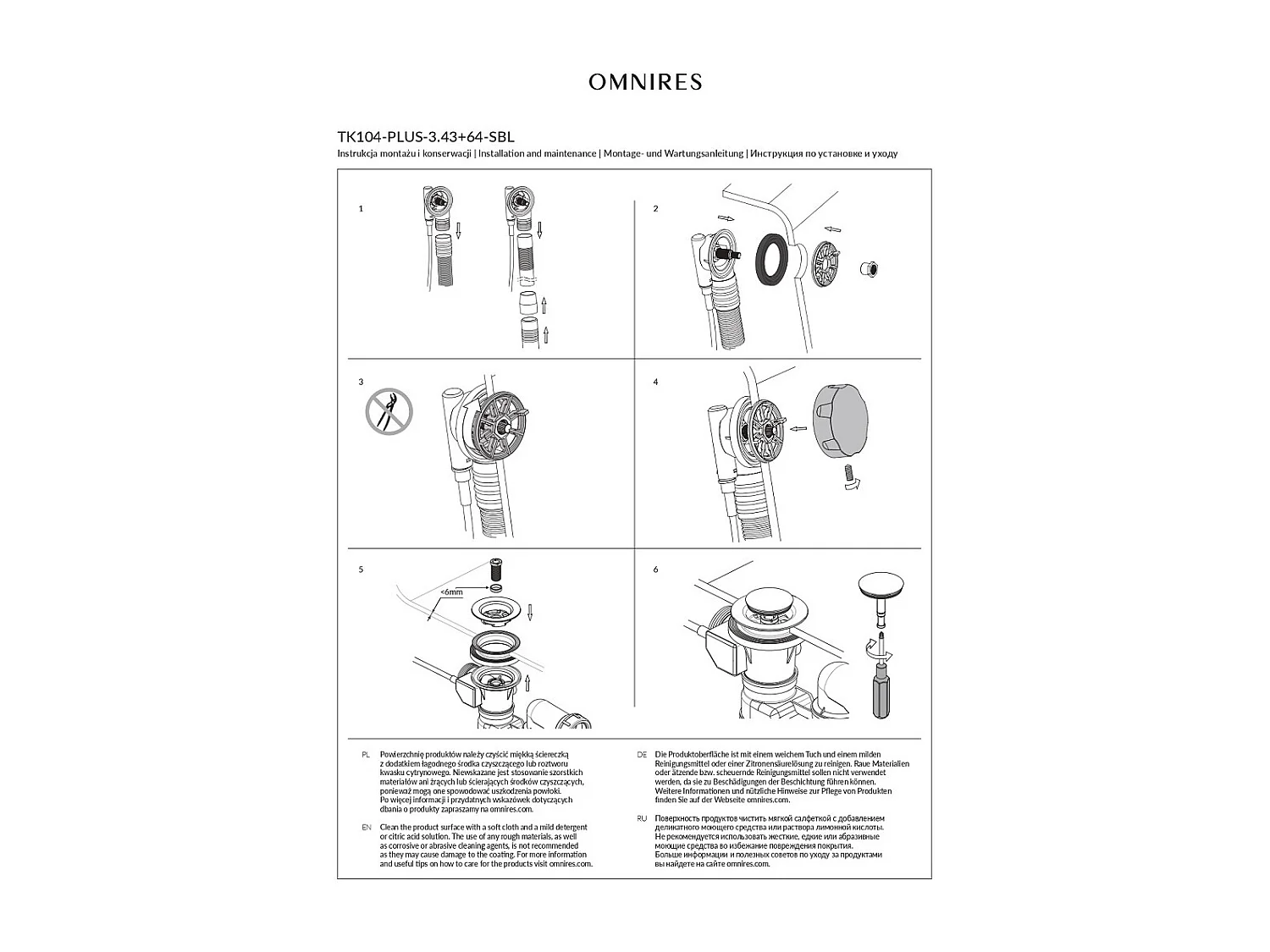 Ensemble de vidange de baignoire avec bonde extra-plat en laiton - Noir mat