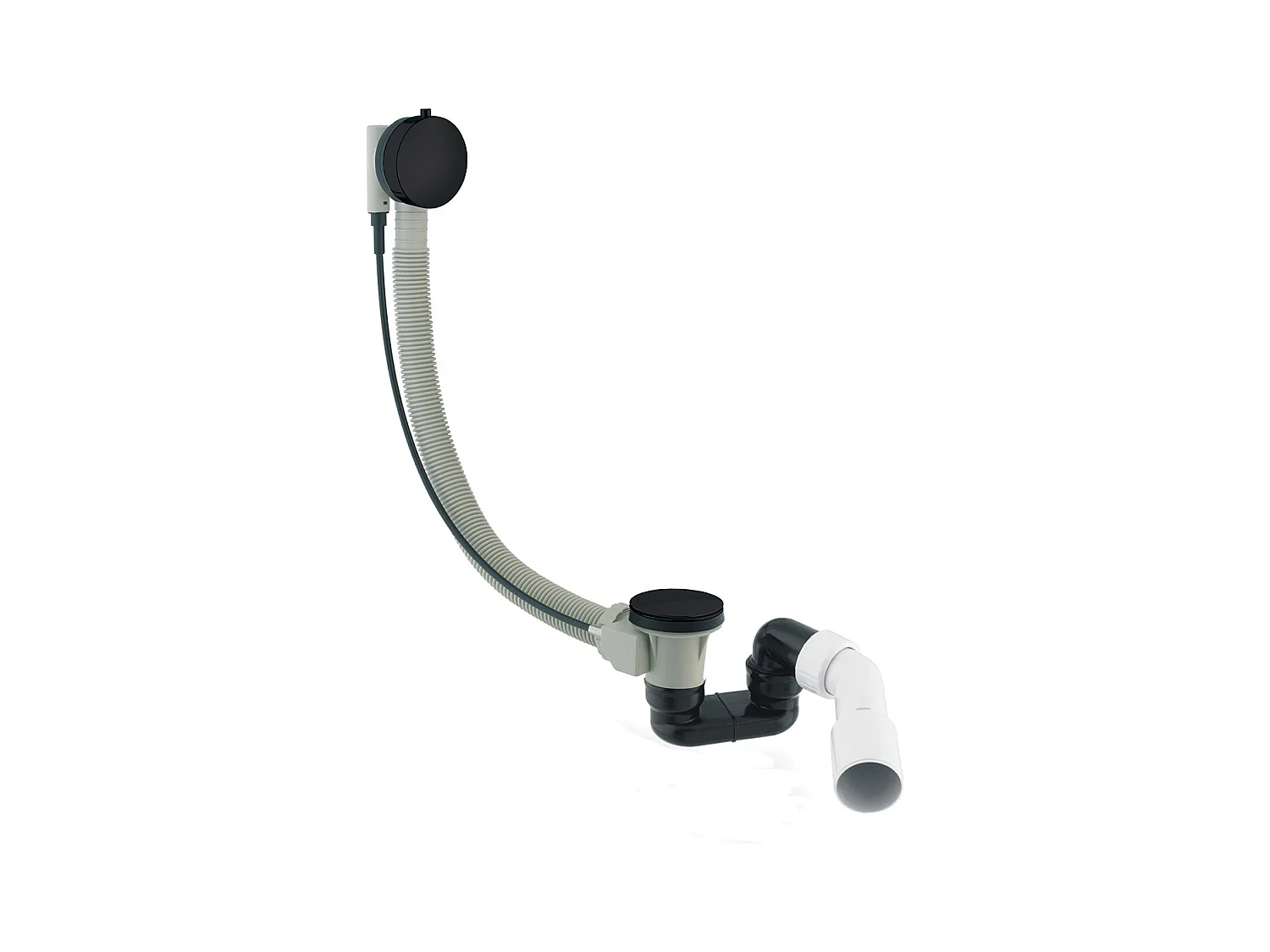 Ensemble de vidange de baignoire avec bonde extra-plat en laiton - Noir mat