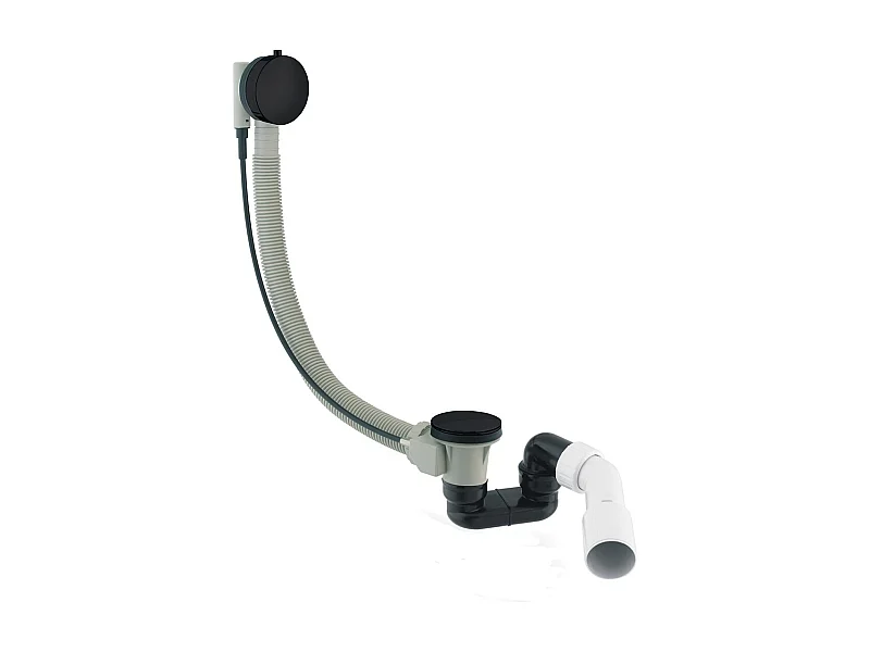 Ensemble de vidange de baignoire avec bonde extra-plat en laiton - Noir mat