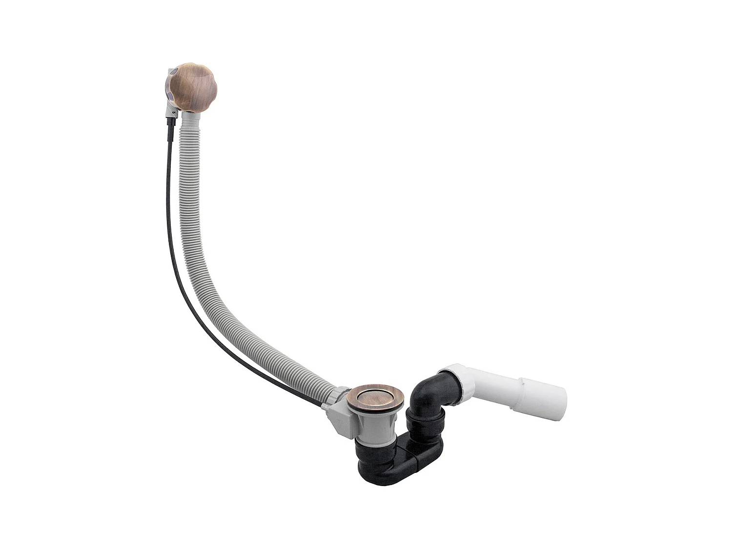 Ensemble de vidange de baignoire avec bonde extra-plat en laiton - Bronze antique