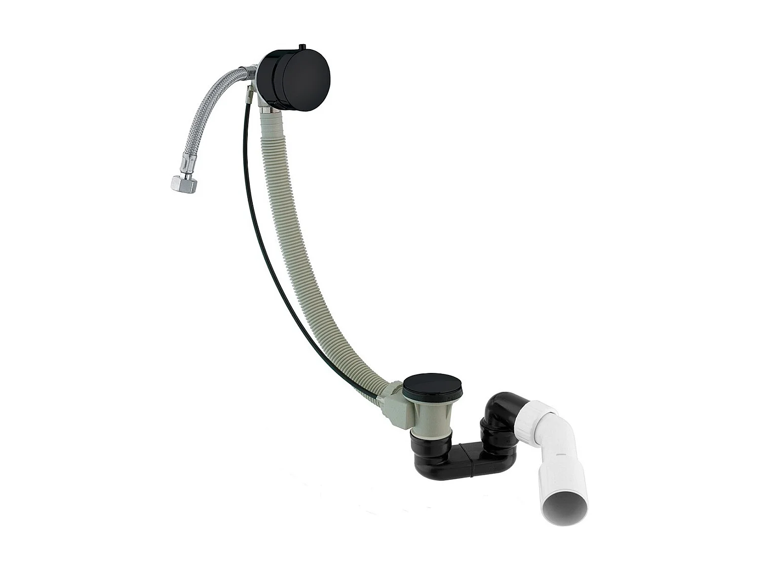 Ensemble de vidange de baignoire avec bonde extra-plat en laiton - Noir