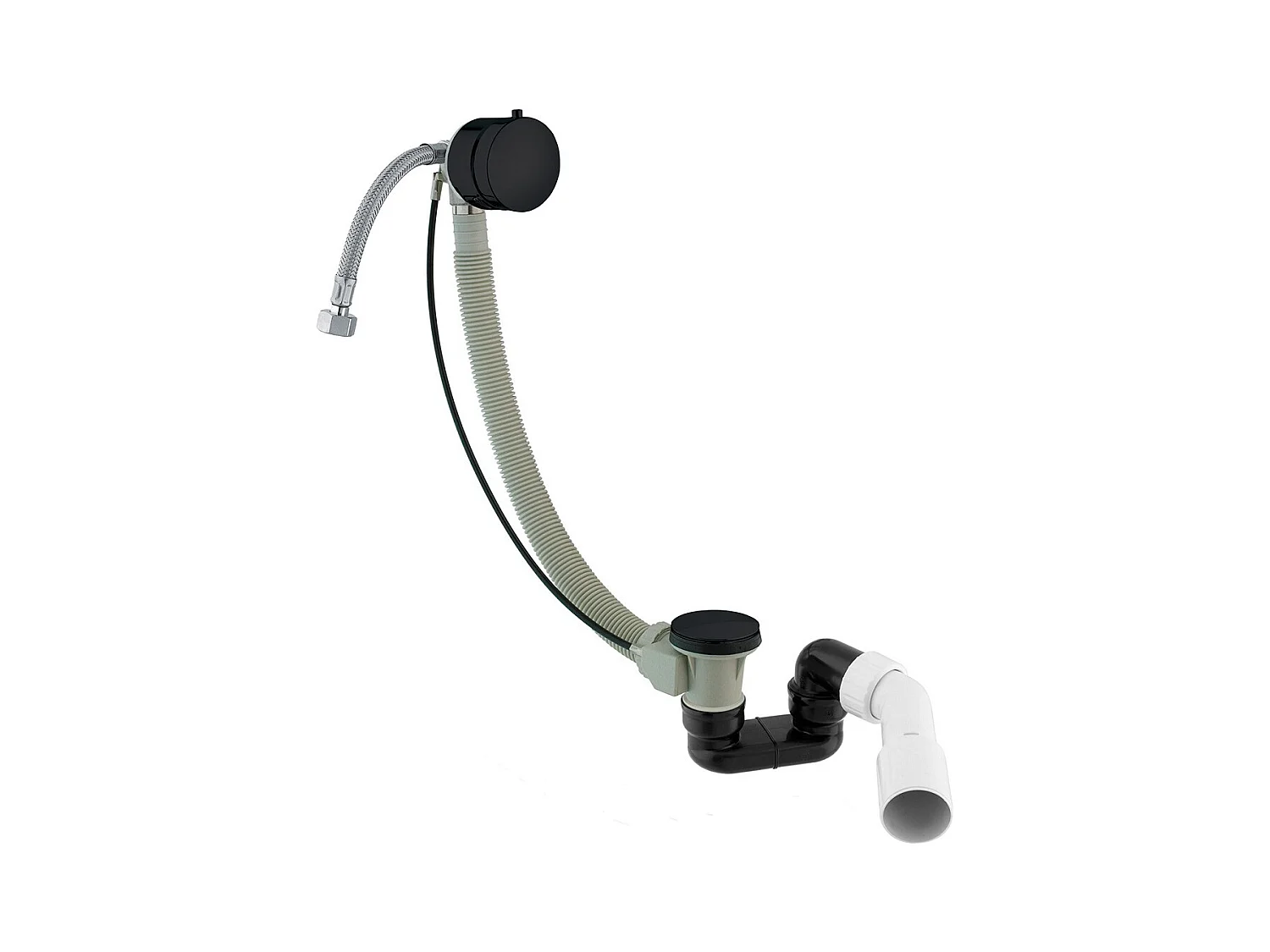 Ensemble de vidange de baignoire avec bonde extra-plat en laiton - Noir
