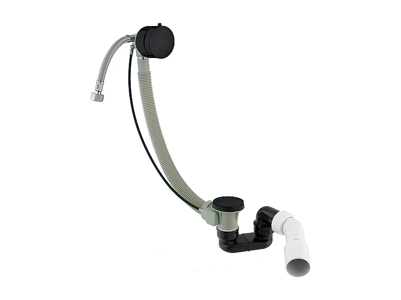 Ensemble de vidange de baignoire avec bonde extra-plat en laiton - Noir