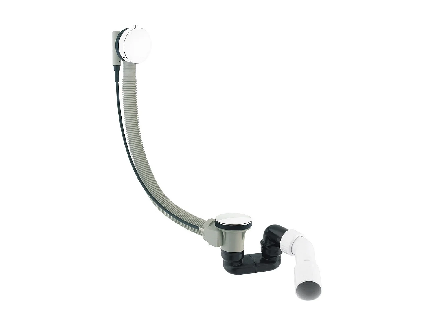 Ensemble de vidange de baignoire avec bonde extra-plat en laiton - Blanc