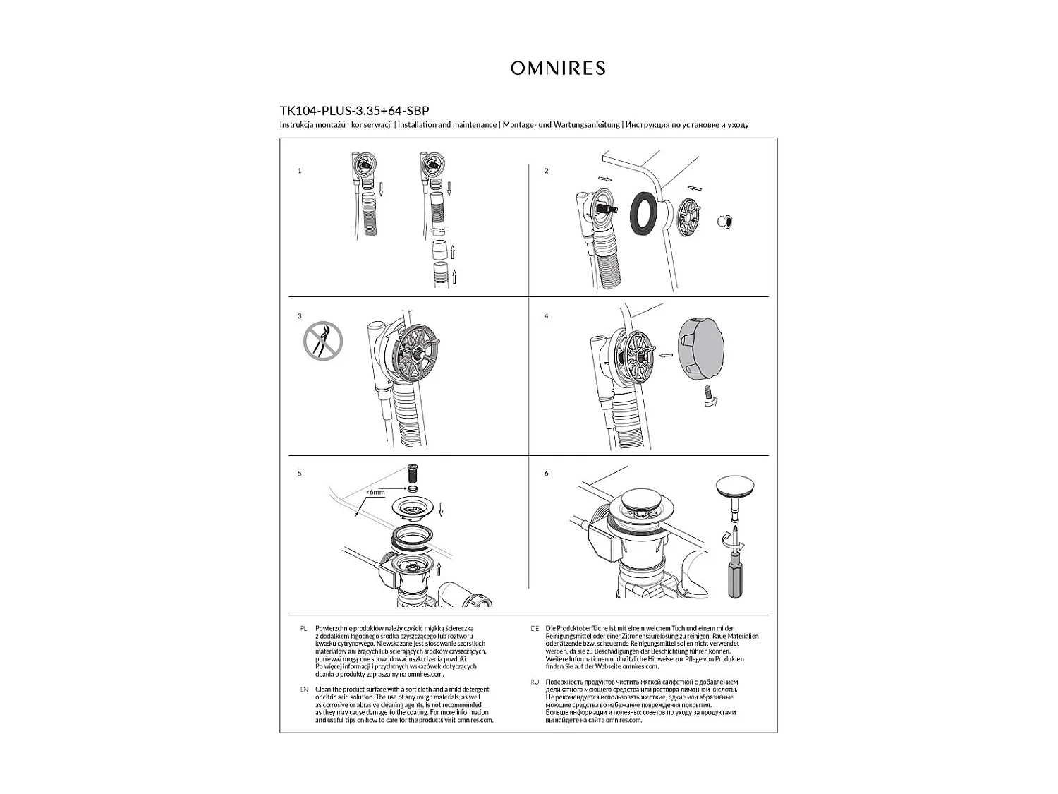 Ensemble de vidange de baignoire avec bonde extra-plat en laiton - Blanc