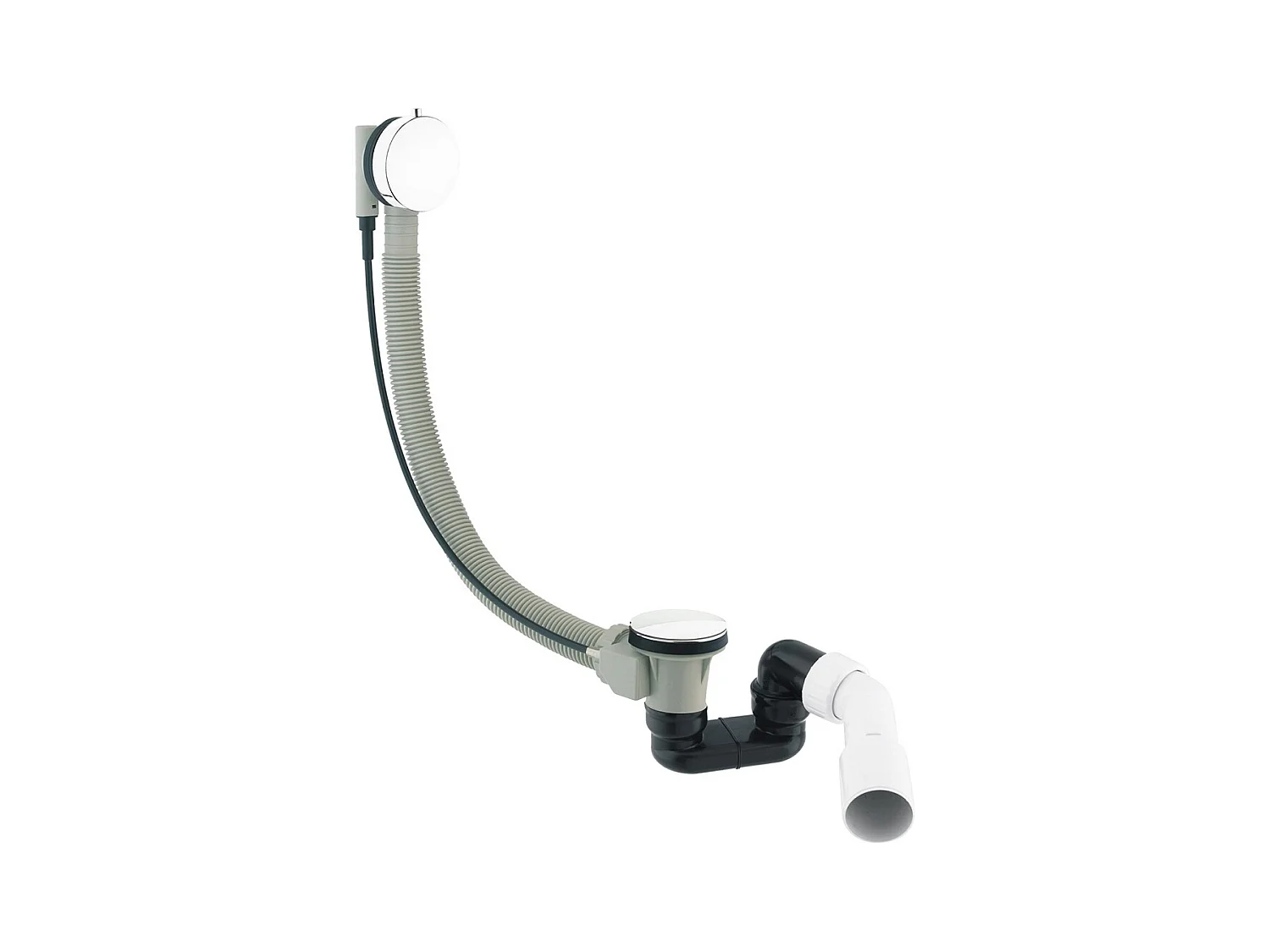 Ensemble de vidange de baignoire avec bonde extra-plat en laiton - Blanc