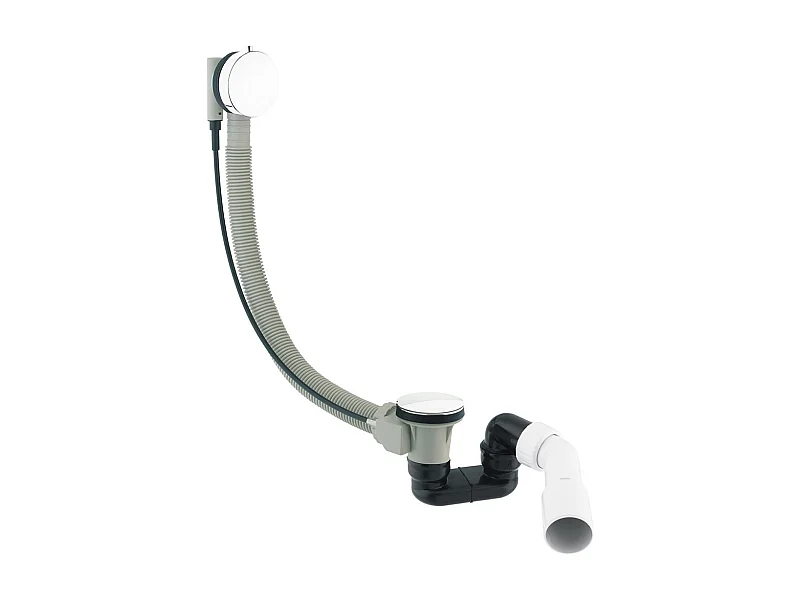 Ensemble de vidange de baignoire avec bonde extra-plat en laiton - Blanc