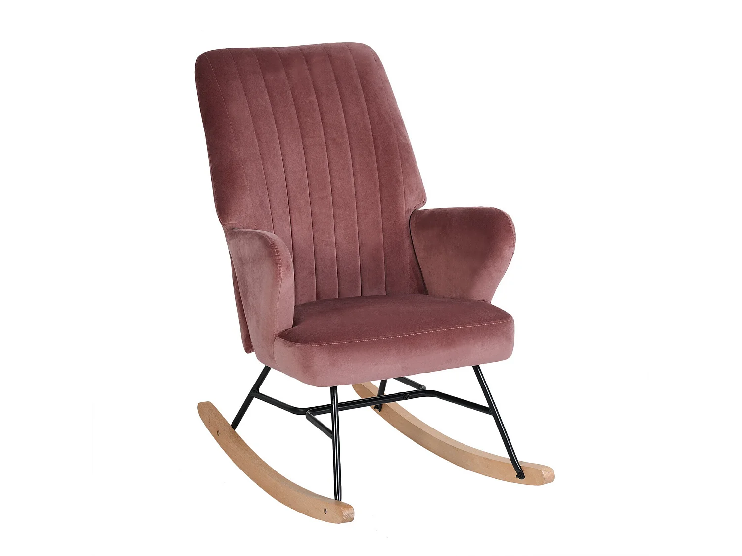 Fauteuil à bascule rocking chair tissu rose ERSKINE KD PINK