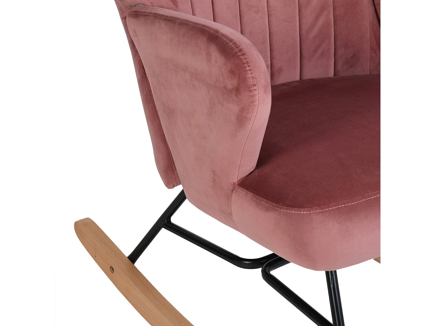 Fauteuil à bascule rocking chair tissu rose ERSKINE KD PINK