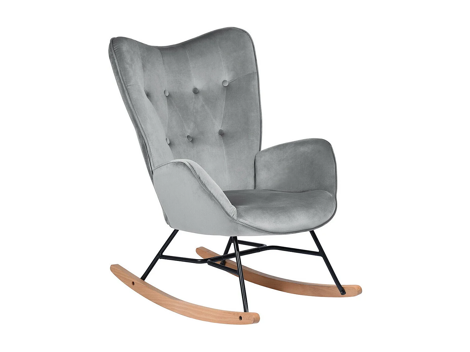 Mecedora escandinava en terciopelo gris patas de madera de haya 68 x 87 x 98 cm EPPING VELVET GRIS OSCURO