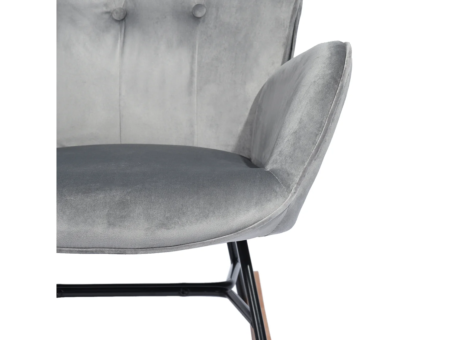 Mecedora escandinava en terciopelo gris patas de madera de haya 68 x 87 x 98 cm EPPING VELVET GRIS OSCURO