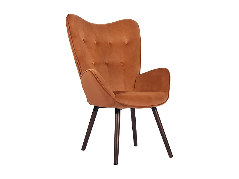 Fauteuil scandinave capitonné en velours orange KAS KD VELVET CORAL