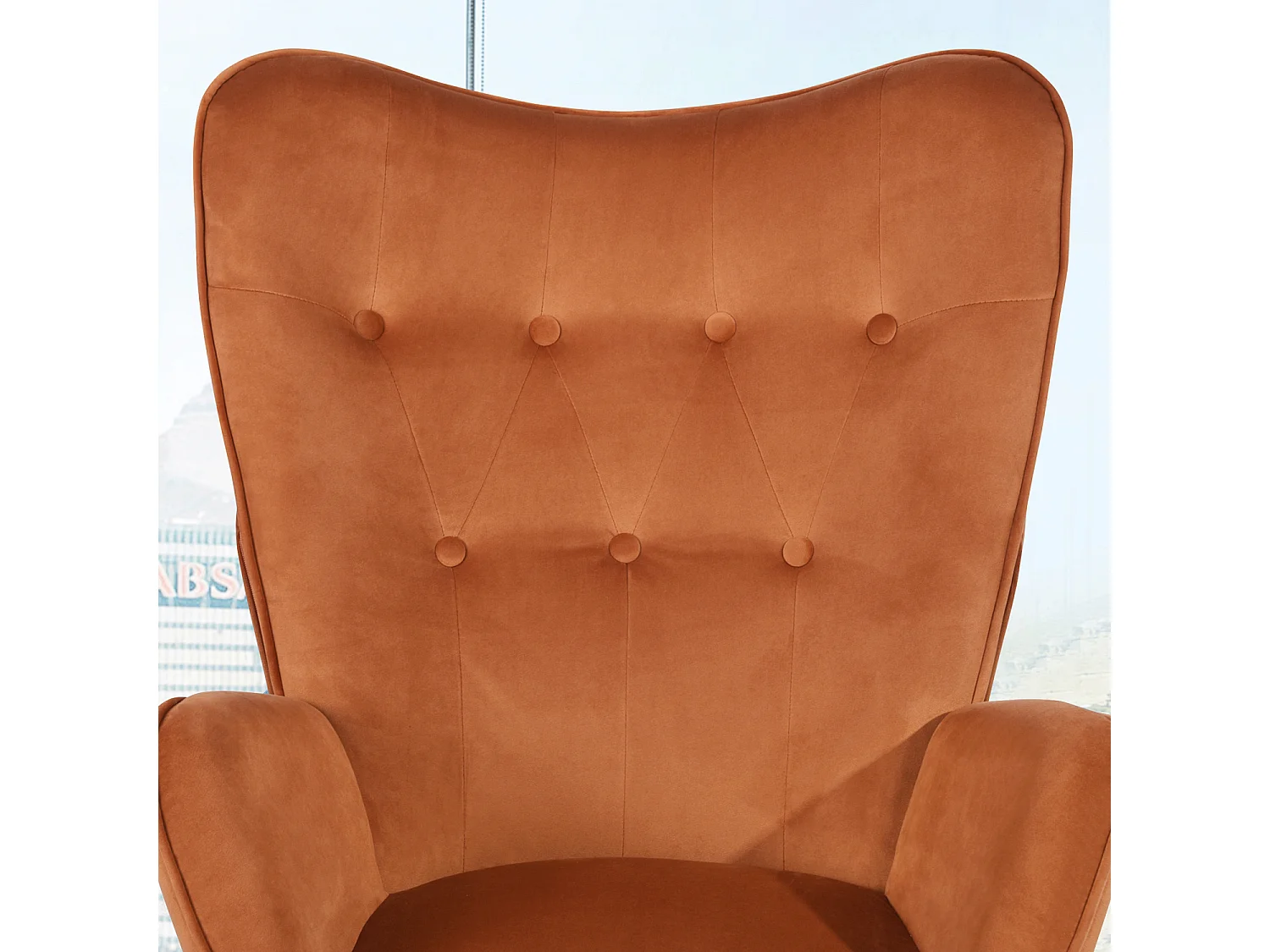Fauteuil scandinave capitonné en velours orange KAS KD VELVET CORAL