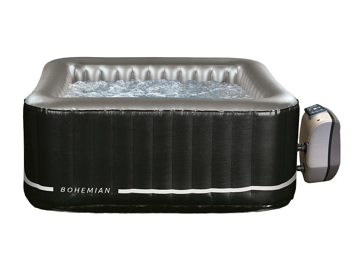 Pack Spa Hinchable Netspa carré Bohemian 2 Lugares 158x158x70cm - Triple función: Calefacción, Filtración, Masaje - Vol 650L - Modèle 2022