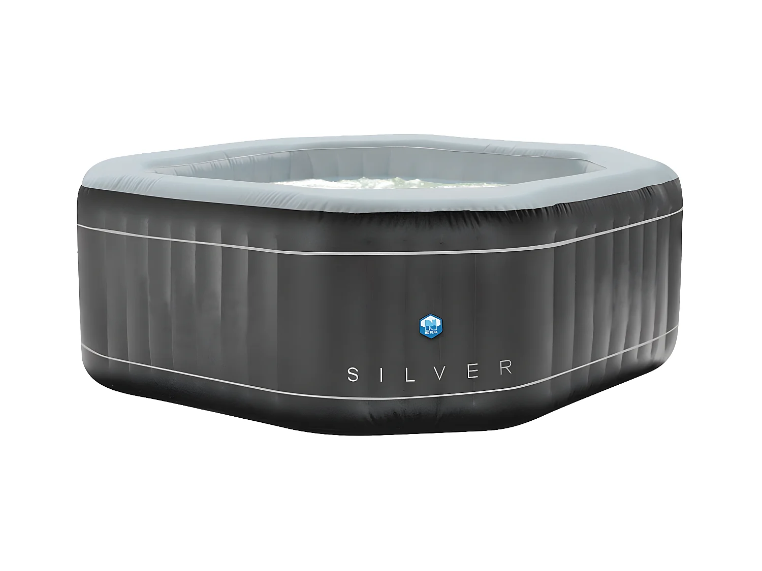 Spa gonfiabile ottagonale Netspa Silver - 5/6 persone 195X70Cm - 850L Fodera esterna in Pvc laminato/Bianco perla
