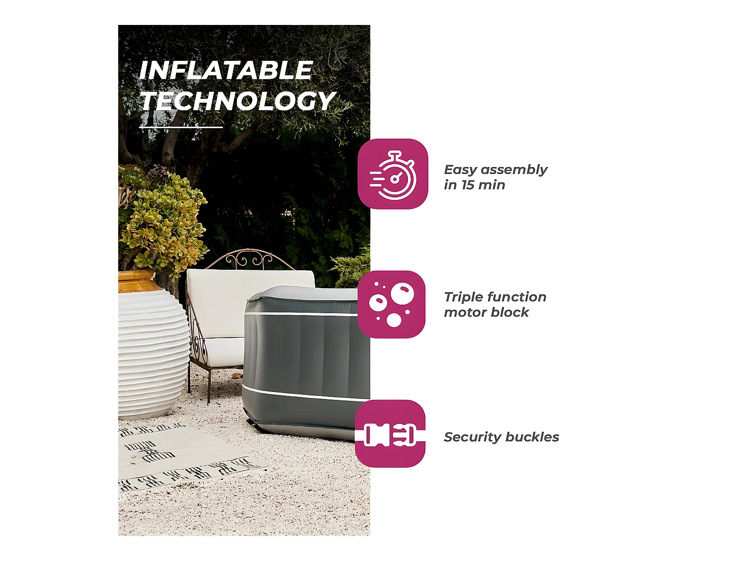 Aufblasbarer Whirlpool Octogonal Netspa Silver - 5/6 Personen 195X70Cm - 850L Liner Outdoor Pvc Laminat/Perlweiß