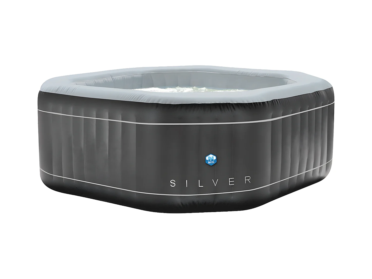 Spa gonfiabile ottagonale Netspa Silver - 5/6 persone 195X70Cm - 850L Fodera esterna in Pvc laminato/Bianco perla