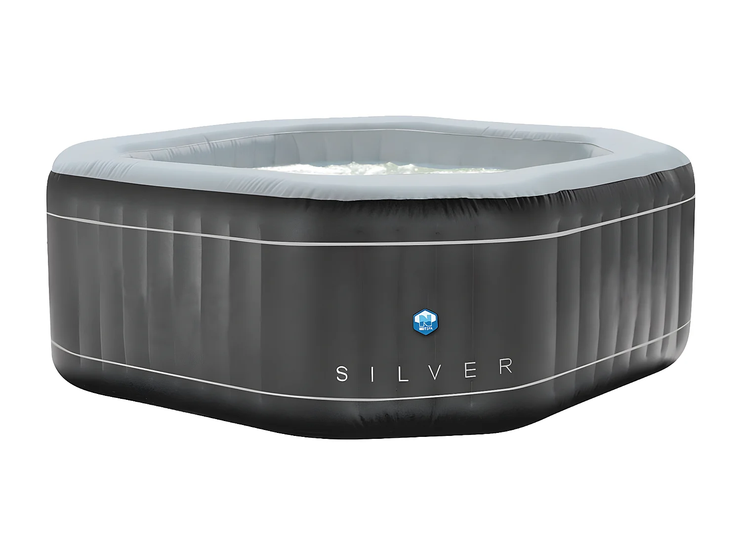 Spa gonfiabile ottagonale Netspa Silver - 5/6 persone 195X70Cm - 850L Fodera esterna in Pvc laminato/Bianco perla