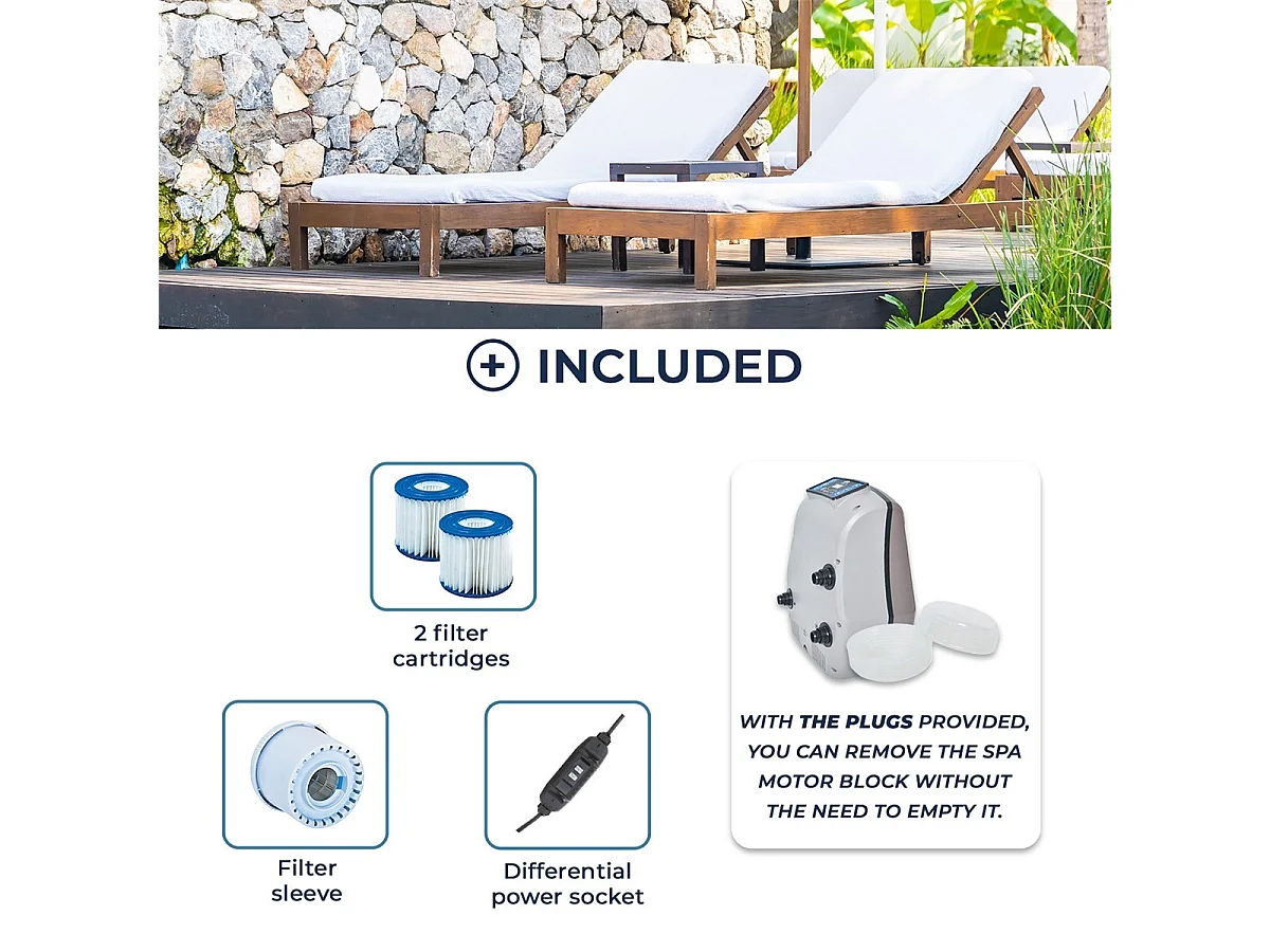 NETSPA SP-IZY125 - Aufblasbarer Spa Izy - 2 + 1 Plätze - 175 x 70 cm - Die Referenz für graue aufblasbare Spas