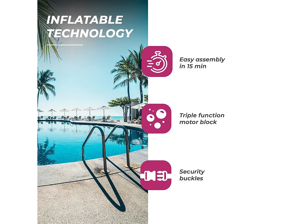 NETSPA SP-IZY125 - Aufblasbarer Spa Izy - 2 + 1 Plätze - 175 x 70 cm - Die Referenz für graue aufblasbare Spas