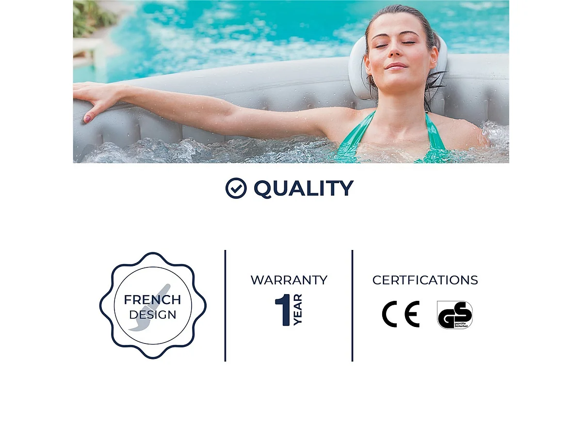 NETSPA SP-IZY125 - Aufblasbarer Spa Izy - 2 + 1 Plätze - 175 x 70 cm - Die Referenz für graue aufblasbare Spas