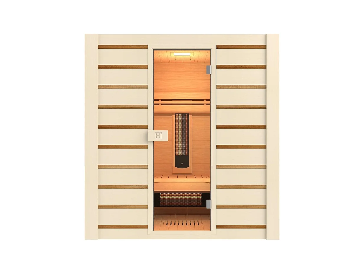 Sauna Hybride Combi Holl's - 180x140x190 cm - 4 places - En cèdre rouge et hemlock - kit complet - Pack complet - Poêle 4.5kW et