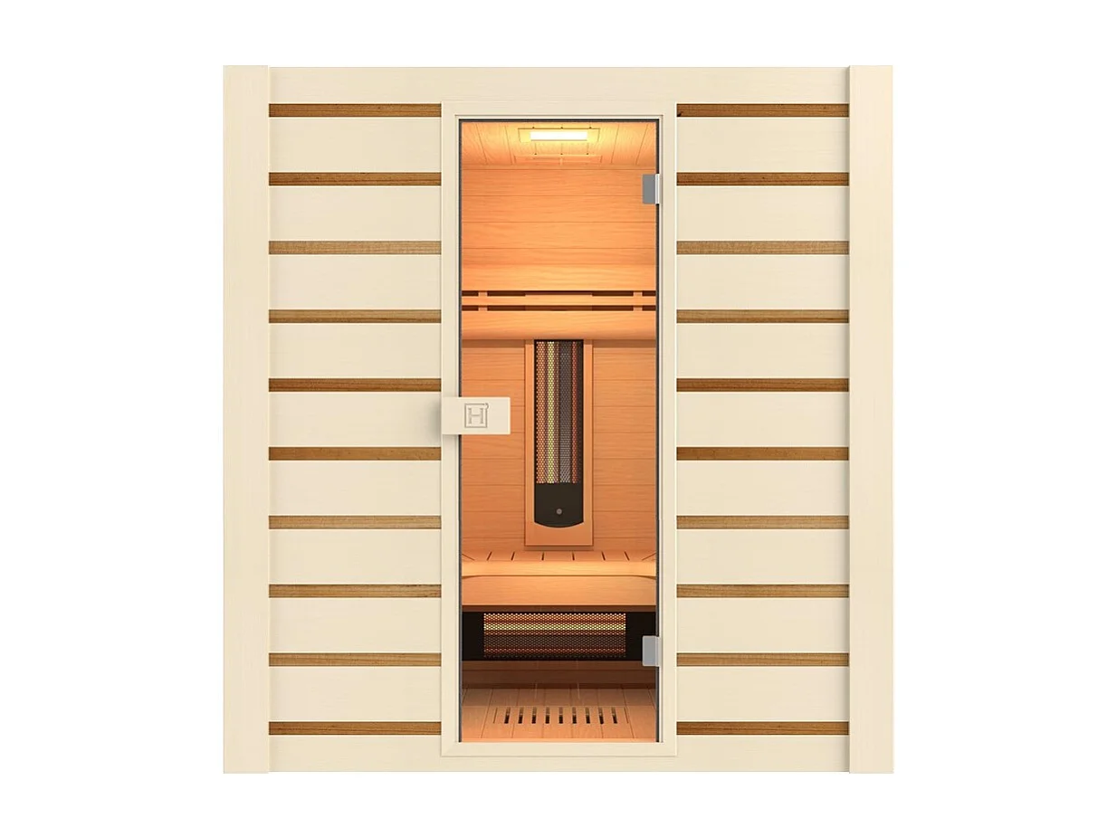Sauna Hybride Combi Holl's - 180x140x190 cm - 4 places - En cèdre rouge et hemlock - kit complet - Pack complet - Poêle 4.5kW et
