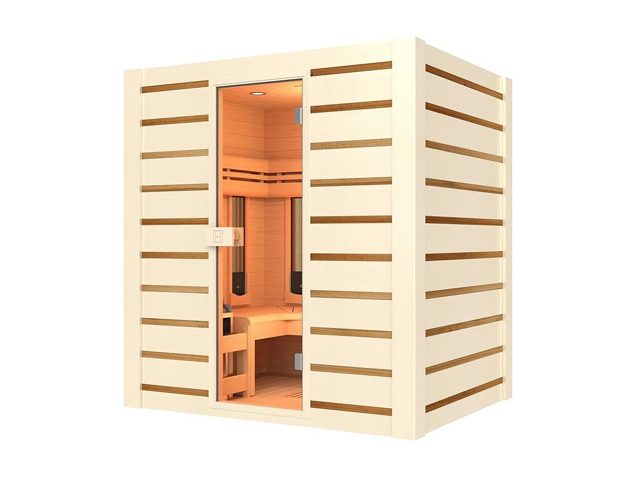 Sauna Hybride Combi Holl's - 180x140x190 cm - 4 places - En cèdre rouge et hemlock - kit complet - Pack complet - Poêle 4.5kW et