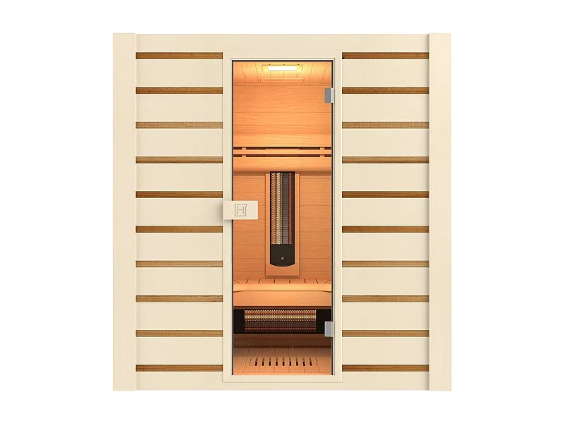Sauna Hybride Combi Holl's - 180x140x190 cm - 4 posti - In cedro rosso e hemlock - kit completo - Pacchetto completo - stufa da 4,5 kW e pietre incluse