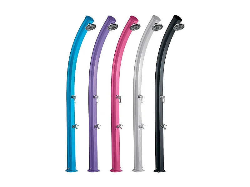 Douche Solaire Extérieure Jolly 25L Formidra 233x15x16.5cm- Aluminium - Rince pieds, Pommeau et Mitigeur -  - Coloris Rose