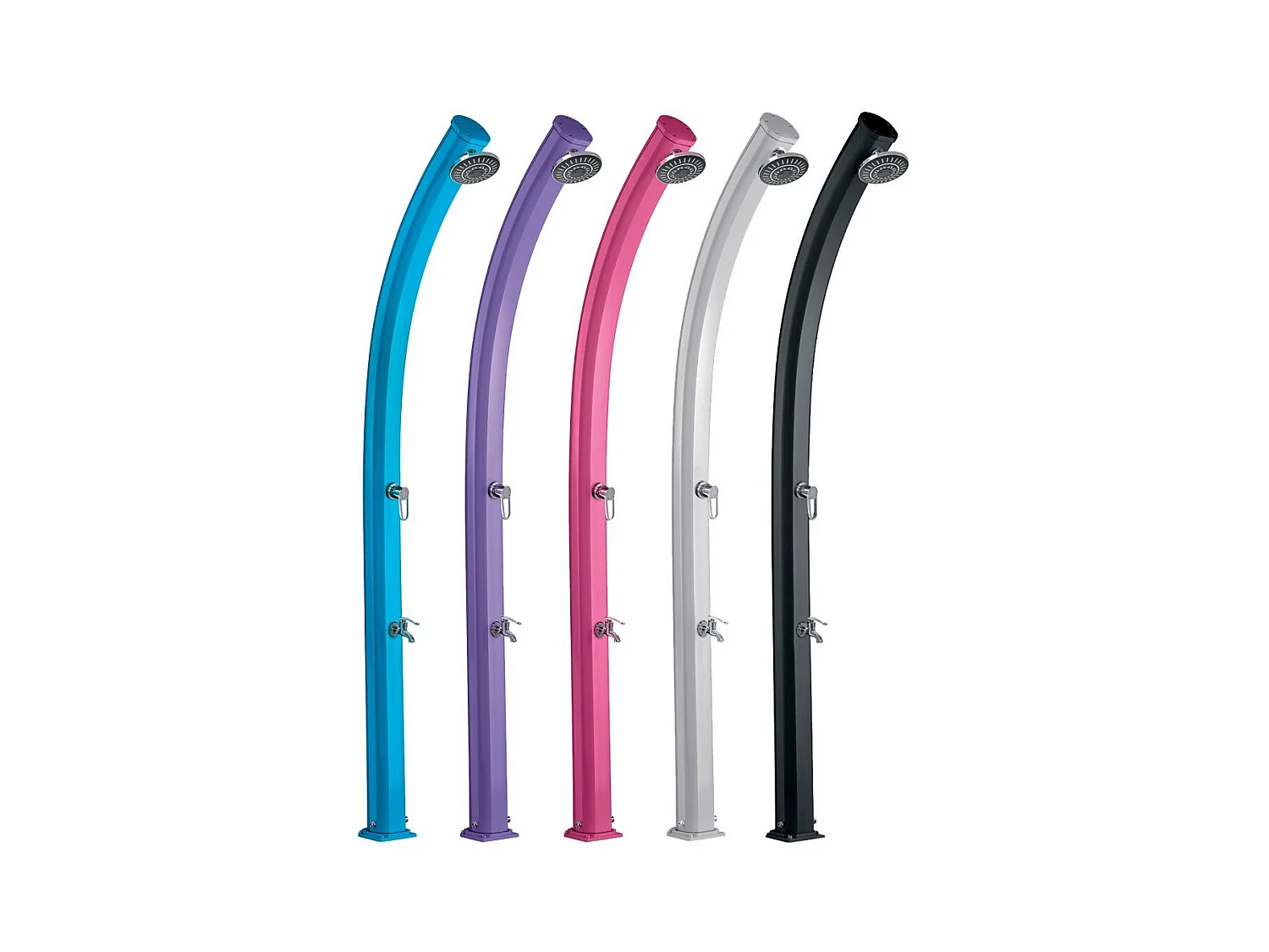Douche Solaire Extérieure Jolly 25L Formidra 233x15x16.5cm- Aluminium - Rince pieds, Pommeau et Mitigeur -  - Coloris Violet