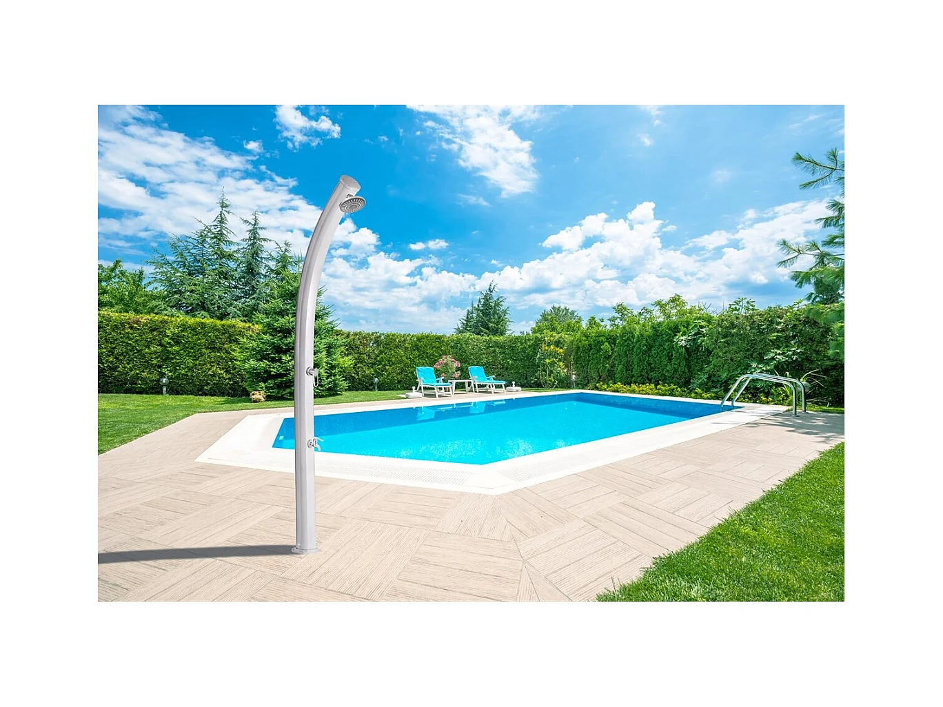 Douche Solaire Extérieure Jolly 25L Formidra 233x15x16.5cm- Aluminium - Rince pieds, Pommeau et Mitigeur -  - Coloris Violet