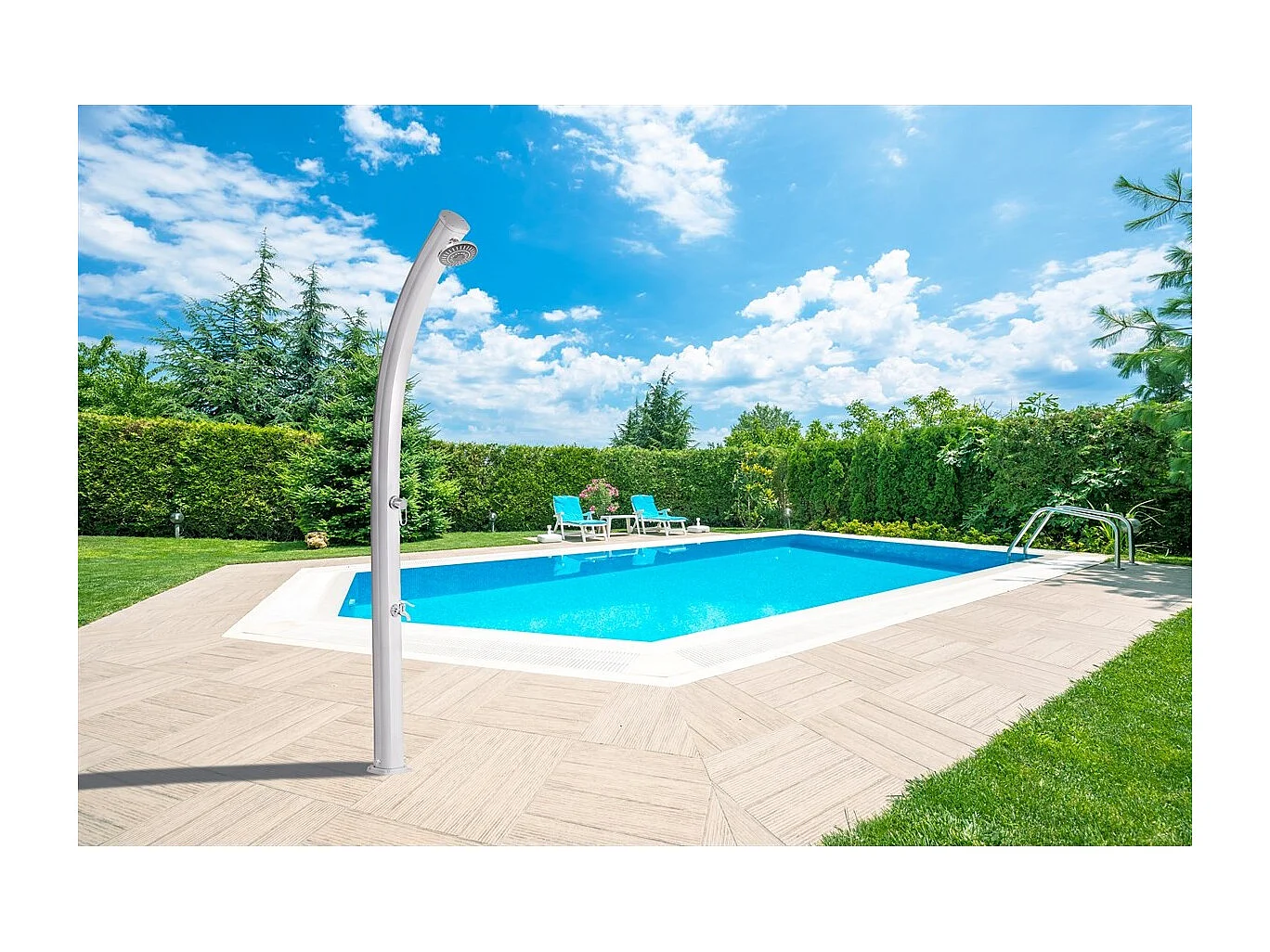 Douche Solaire Extérieure Jolly 25L Formidra 233x15x16.5cm- Aluminium - Rince pieds, Pommeau et Mitigeur -  - Coloris Violet