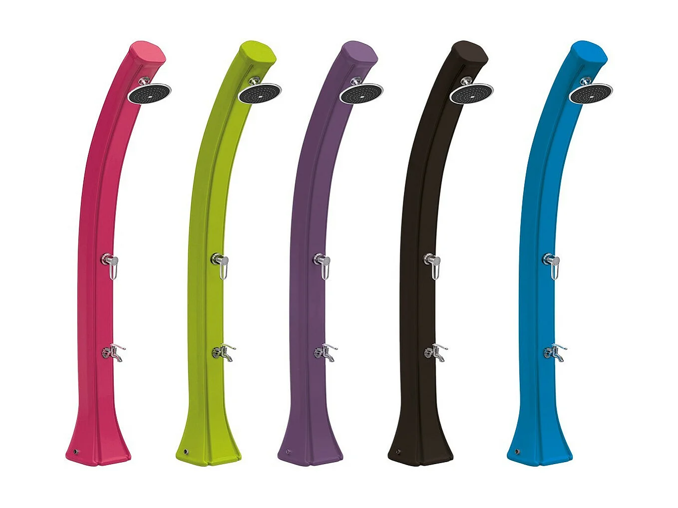 Douche Solaire Extérieure Happy 4x4 44L Formidra - 222x26x29cm Polyéthylène HD Rince Pieds + Mitigeur + Pommeau - - Bleu avec ri