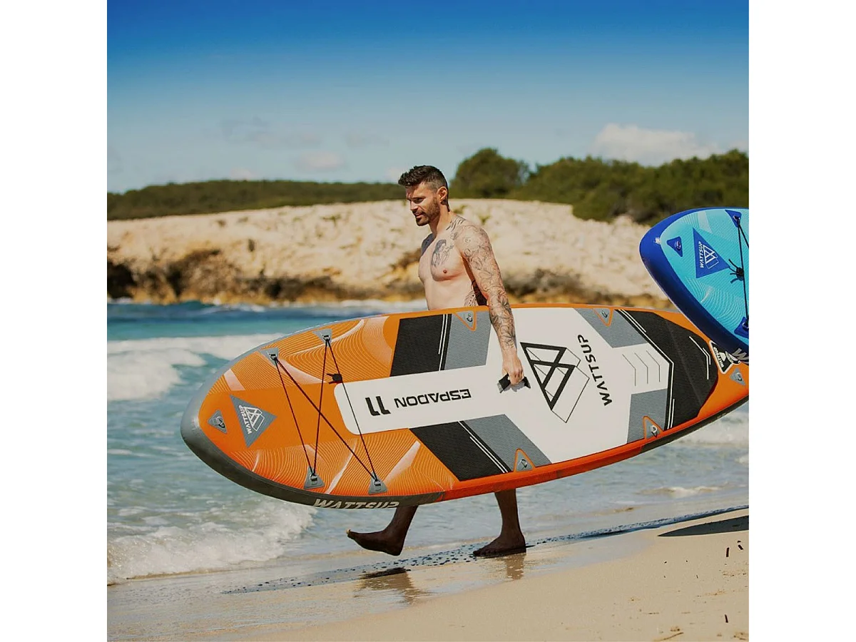 SUP Paddle Aufblasbarer Orange Swordfish 11' Wattsup 335x81x15cm (11'x32''x6'') - Dropstitch Komplettpaket - MAX 145kg - 304L