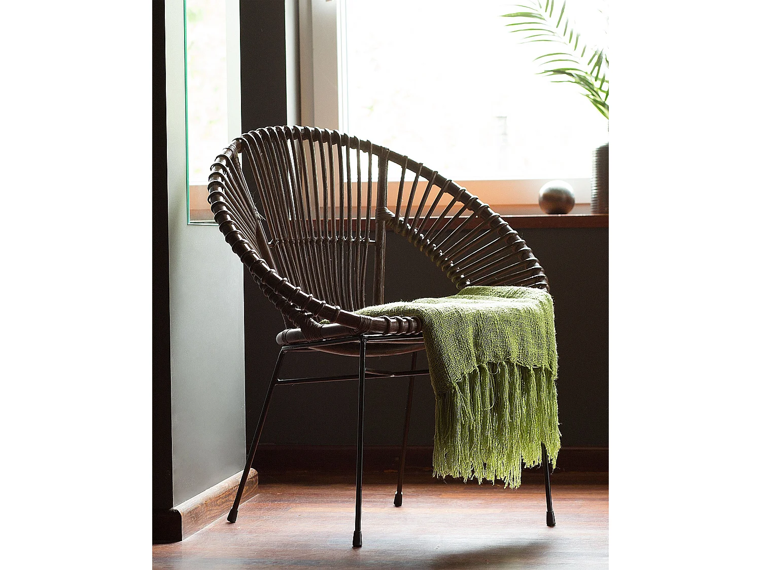 Chaise de salle à manger SARITA Rotin Marron foncé