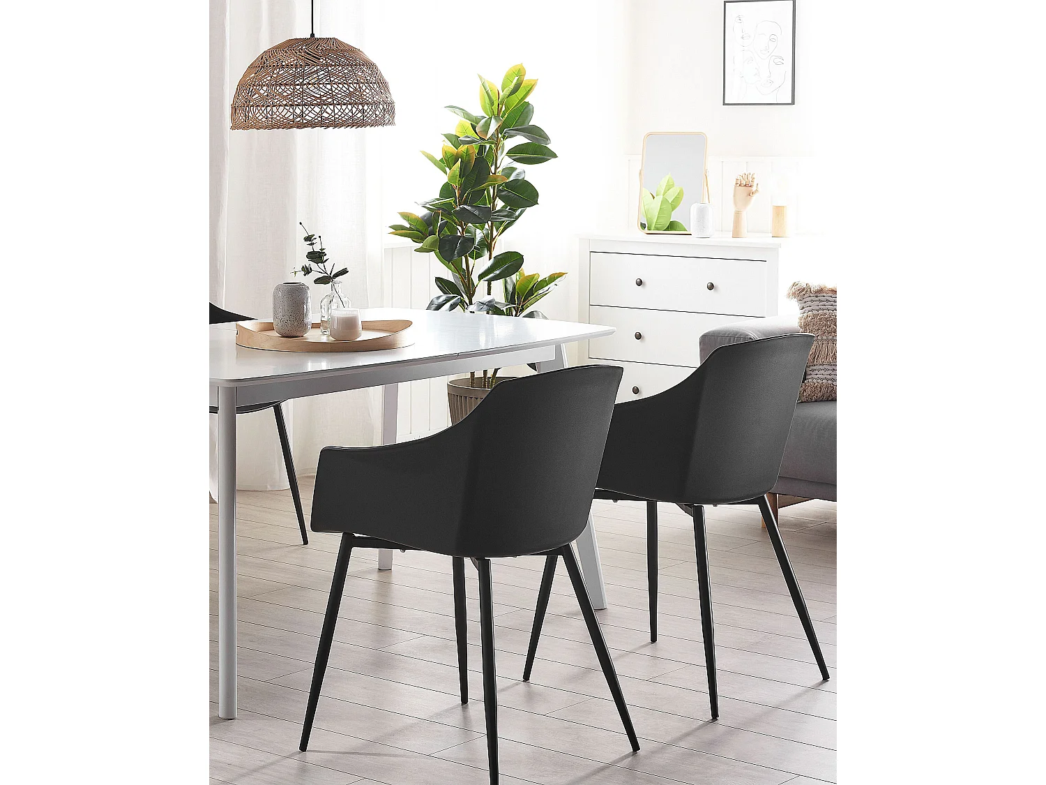 Lot de 2 chaises de salle à manger FONDA Noir