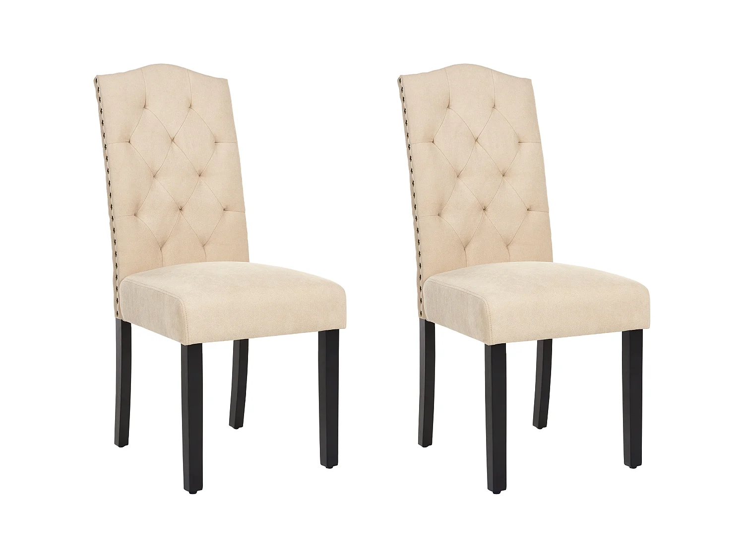 Polsterstuhl mit Holzbeinen im 2er Set sandbeige Glamour Stil Shirley