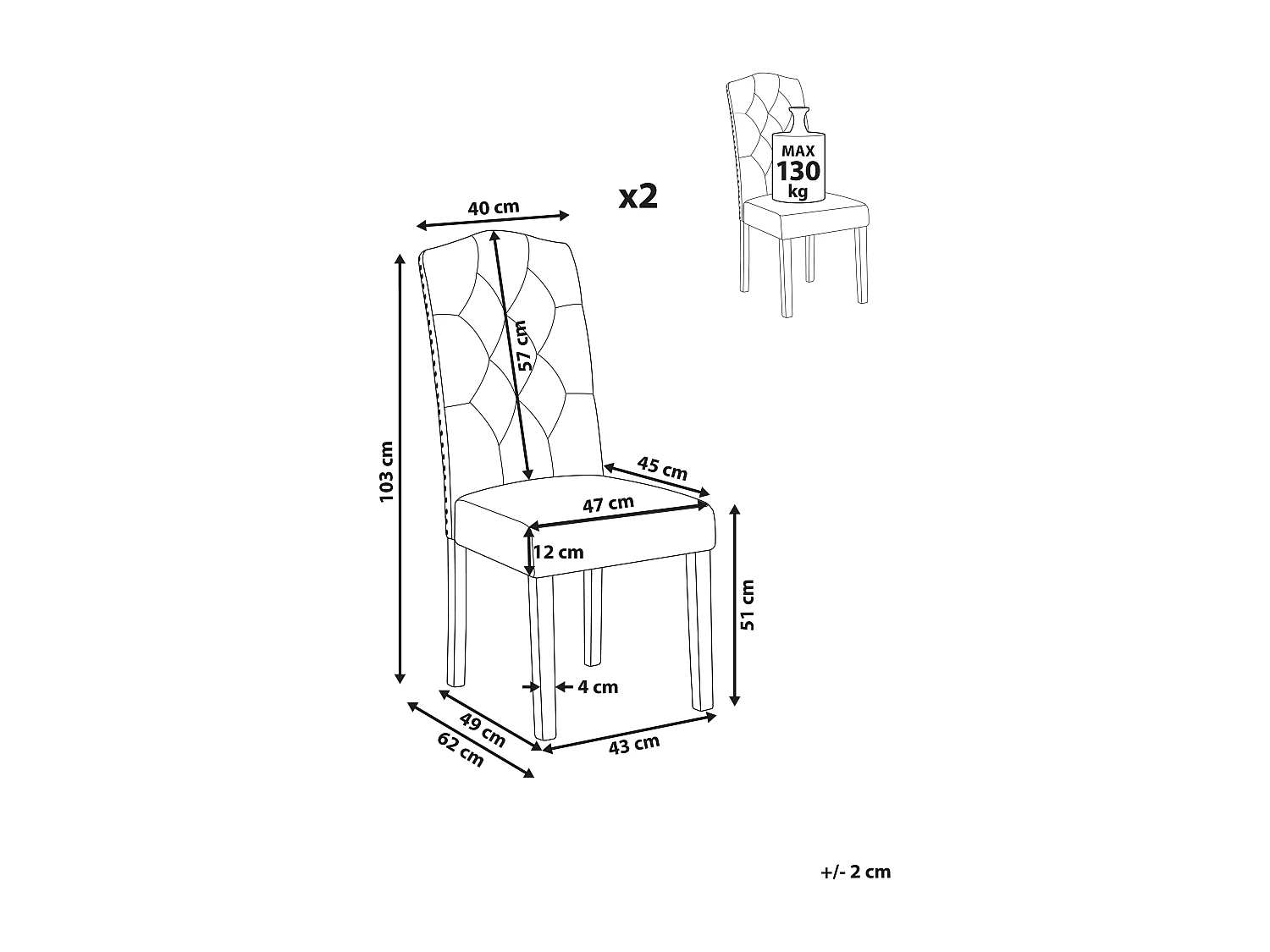 Polsterstuhl mit Holzbeinen im 2er Set sandbeige Glamour Stil Shirley