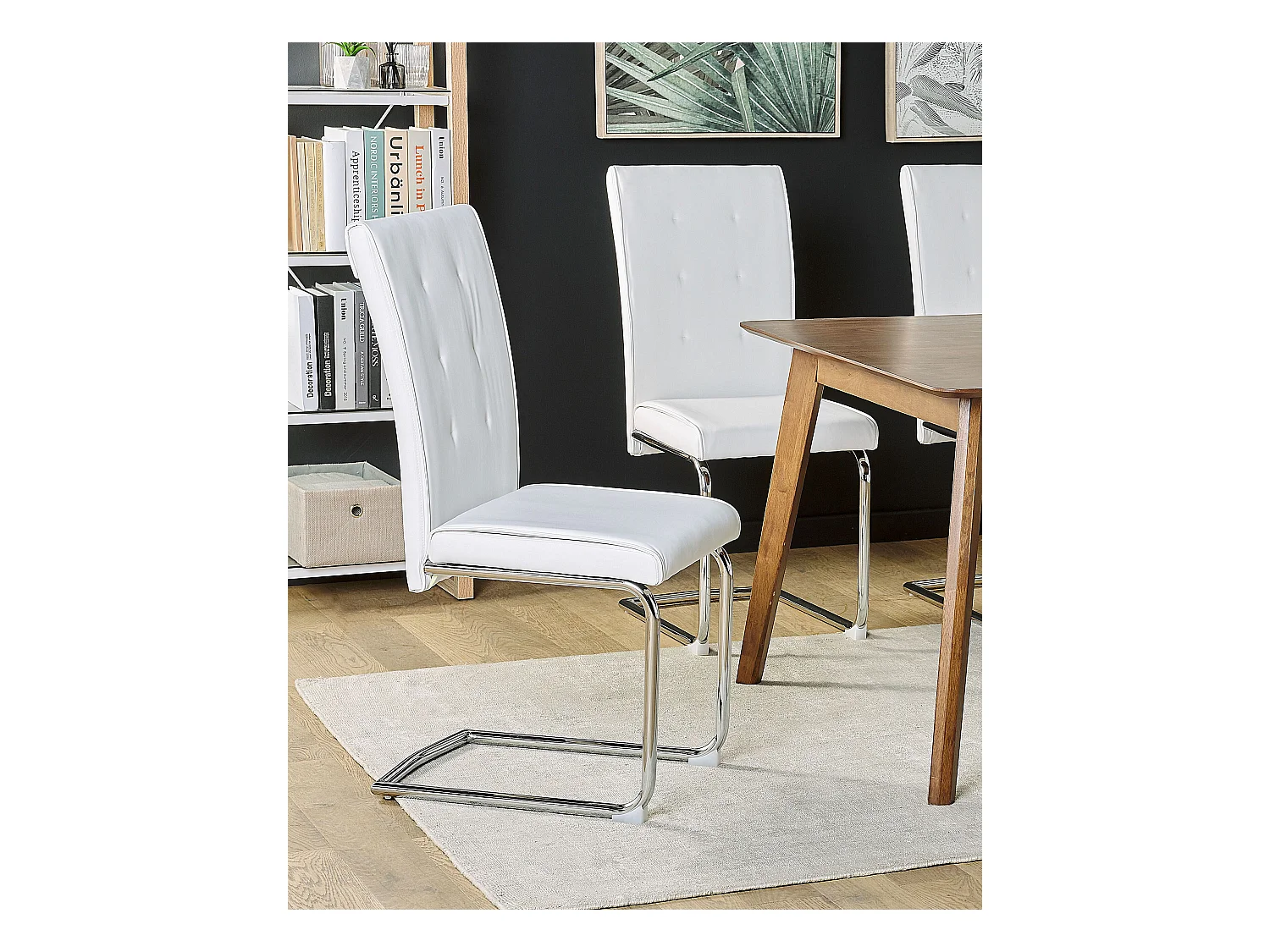 Conjunto de 2 sillas de comedor ROVARD Piel sintética Blanco crema