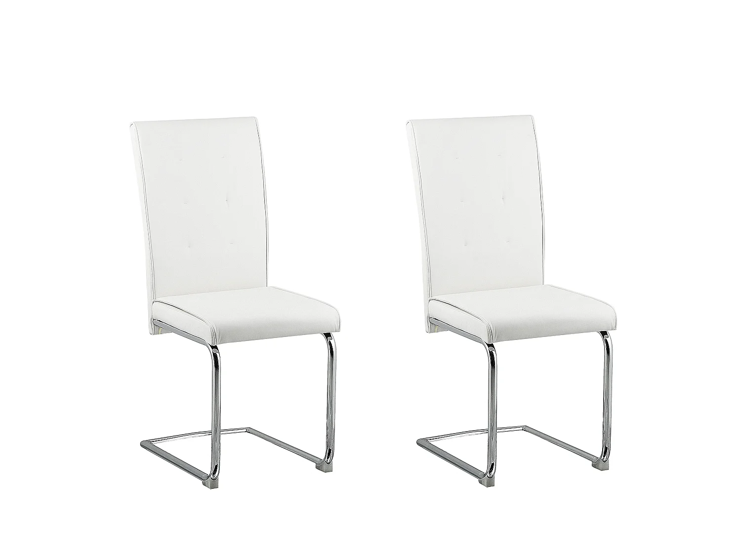 Lot de 2 chaises de salle à manger ROVARD Cuir PU Blanc cassé