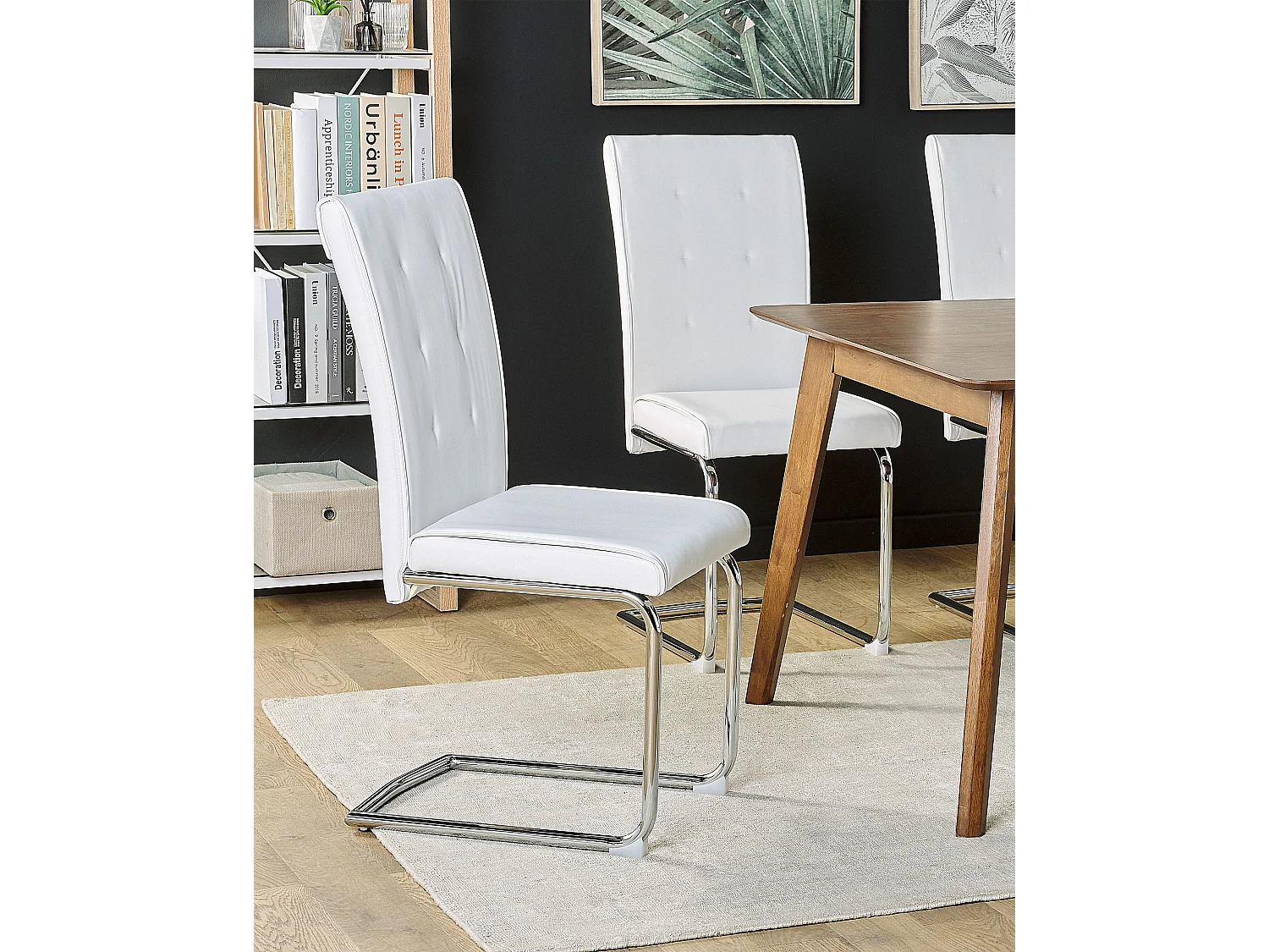 Modernes Esszimmerstuhl Set 2 Stühle beige Kunstleder/Metall Rovard