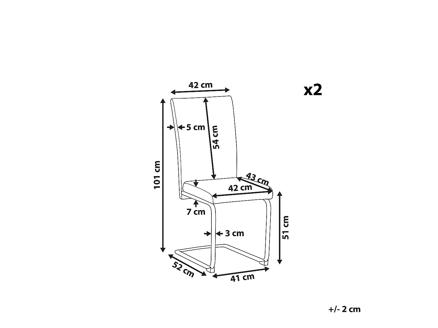 Set van 2 eetkamerstoelen ROVARD Kunstleer Gebroken wit