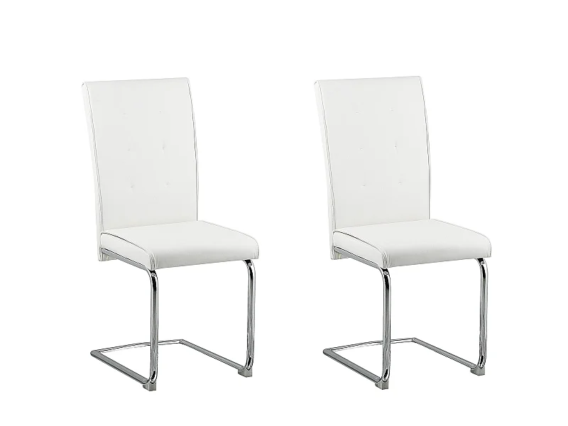 Lot de 2 chaises de salle à manger ROVARD Cuir PU Blanc cassé