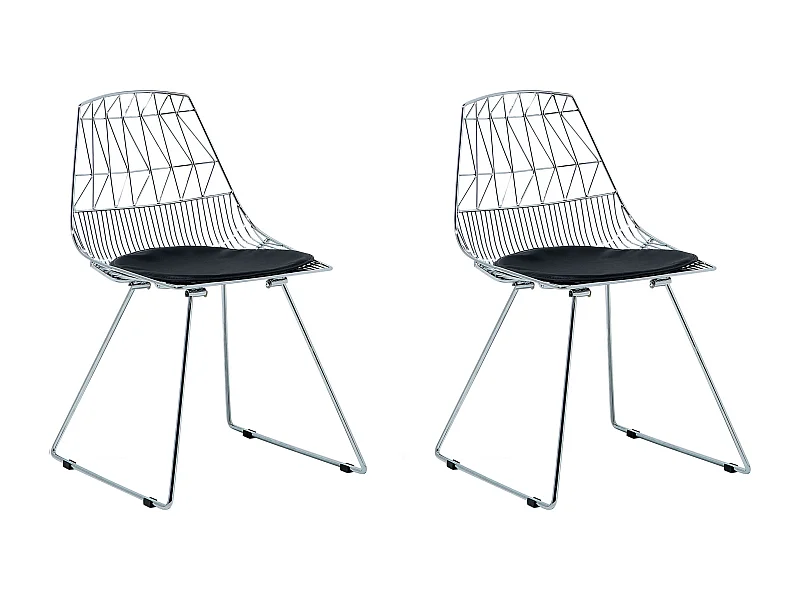 Lot de 2 chaises de salle à manger HARLAN Métal Argenté