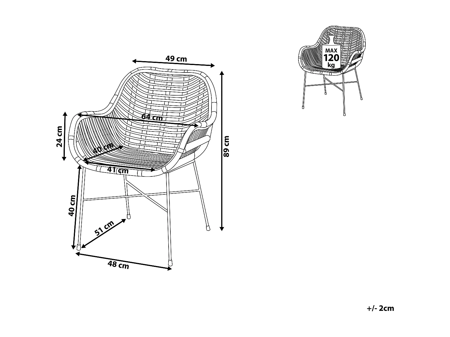 Sedia da pranzo CANORA Rattan Nero