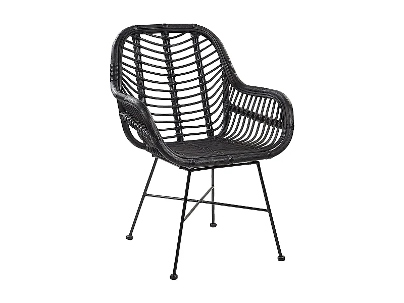 Krzesło do jadalni CANORA Rattan Czarny