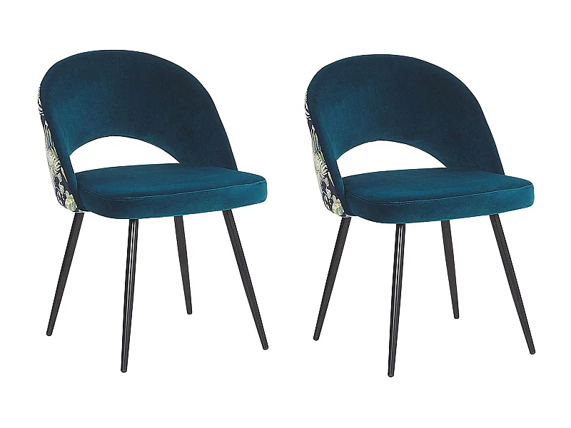Conjunto de 2 cadeiras de jantar VIVIAN Veludo Azul turquesa