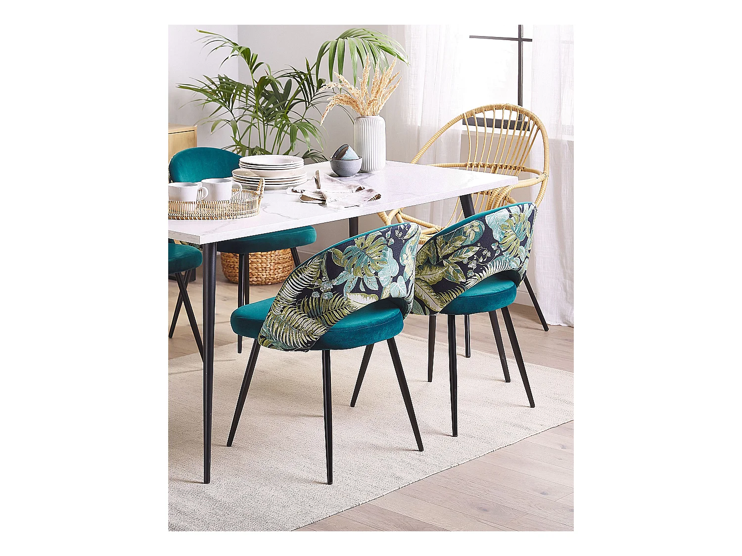 Zestaw 2 krzeseł do jadalni VIVIAN Welur Morski